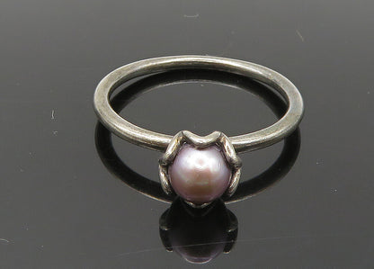 PANDORA 925 Silver  Vintage Blue Pearl Dark Tone Band Ring Sz 9  RG20889