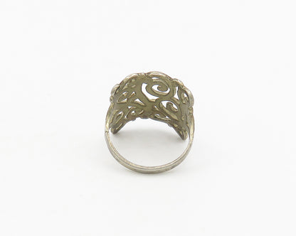 925 Sterling Silver  Vintage Dark Tone Open Swirl Band Ring Sz 8  RG18639