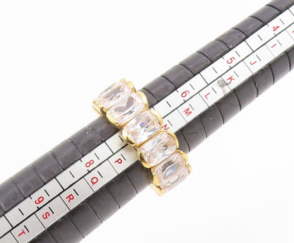 925 Sterling Silver Vintage Ring Gold Plated CZ Eternity Band  Sz 7  RG35014