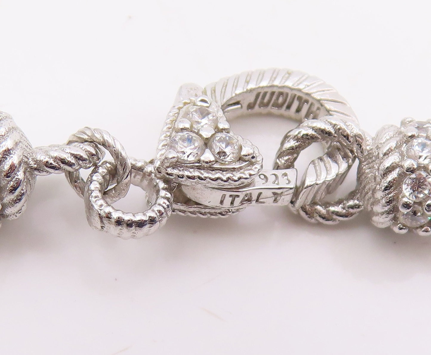 925 Sterling Silver Vintage Necklace JUDITH RIPKA CZ Elegant Tassel Chain NE4857