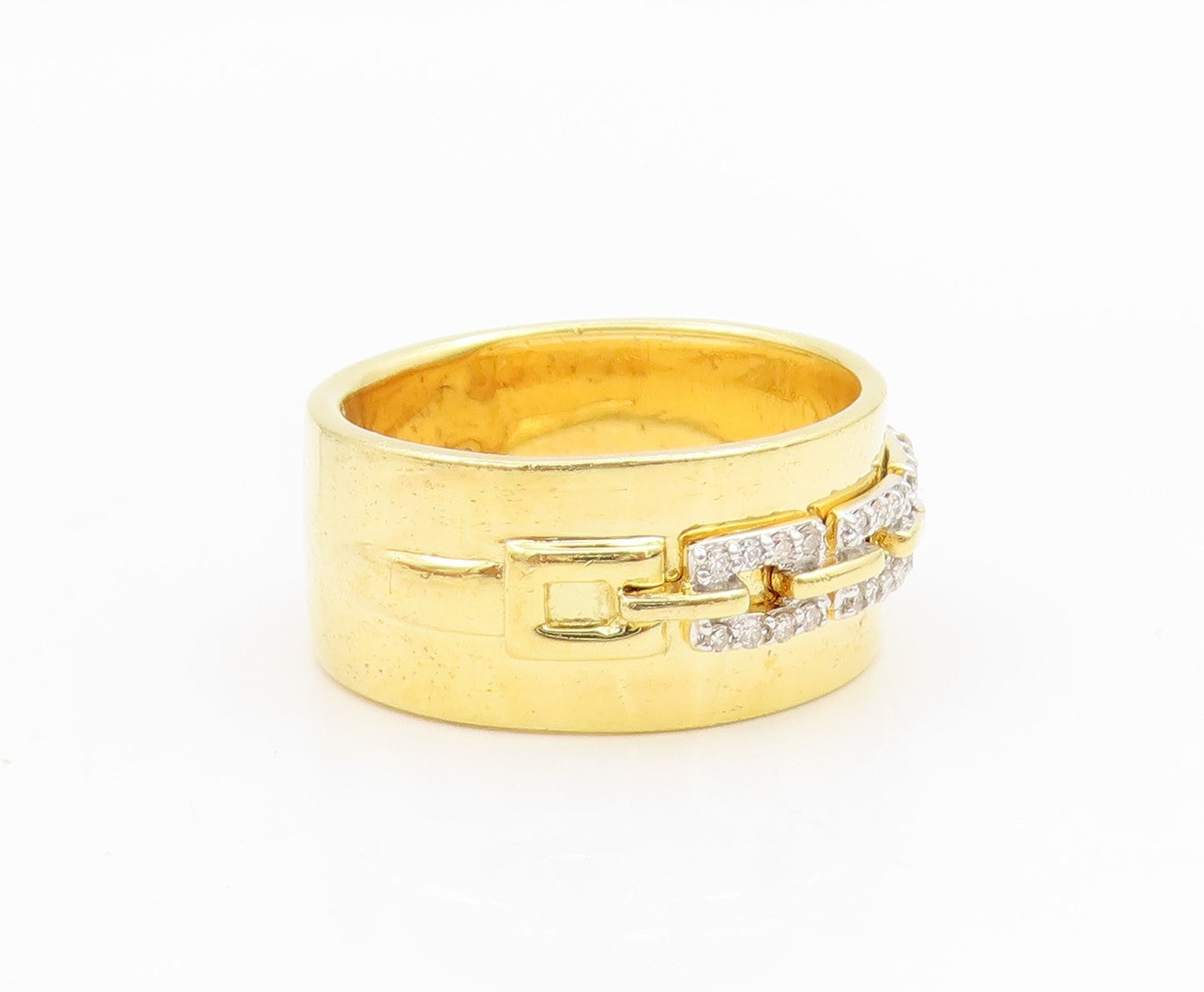 925 Sterling Silver Vintage Ring Gold Plated Real Diamonds Band  Sz 8  RG35017