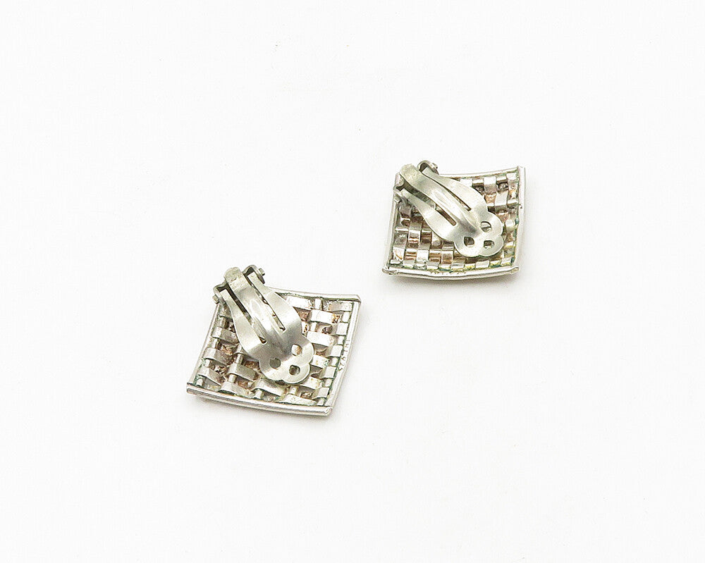 DESIGNER 925 Silver  Vintage Shiny Weaved Non Pierce Drop Earrings  EG9424