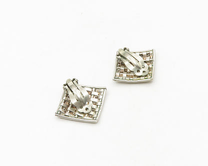 DESIGNER 925 Silver  Vintage Shiny Weaved Non Pierce Drop Earrings  EG9424