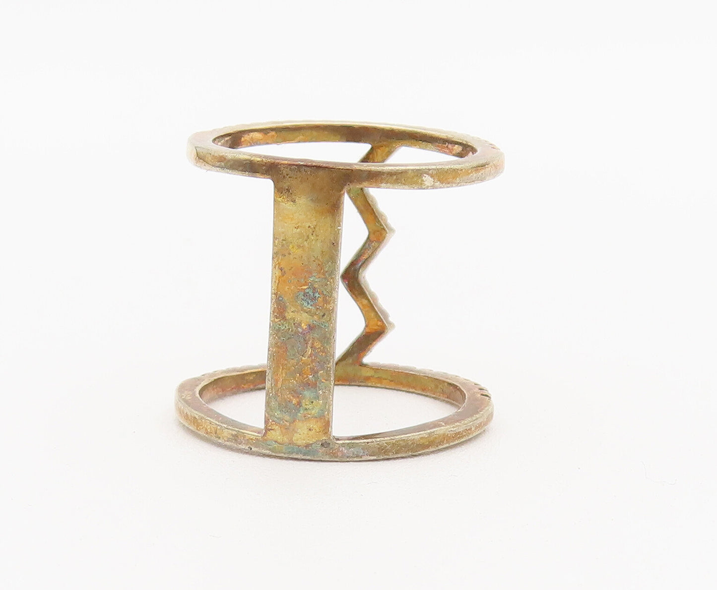 925 Sterling Silver Vintage Ring Gold Plated Bordered Topaz Sz 6.5  RG27991