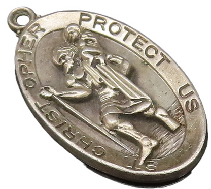 HAYWARD 925 Silver  Vintage St. Christopher & Jesus Religious Pendant  PT21619