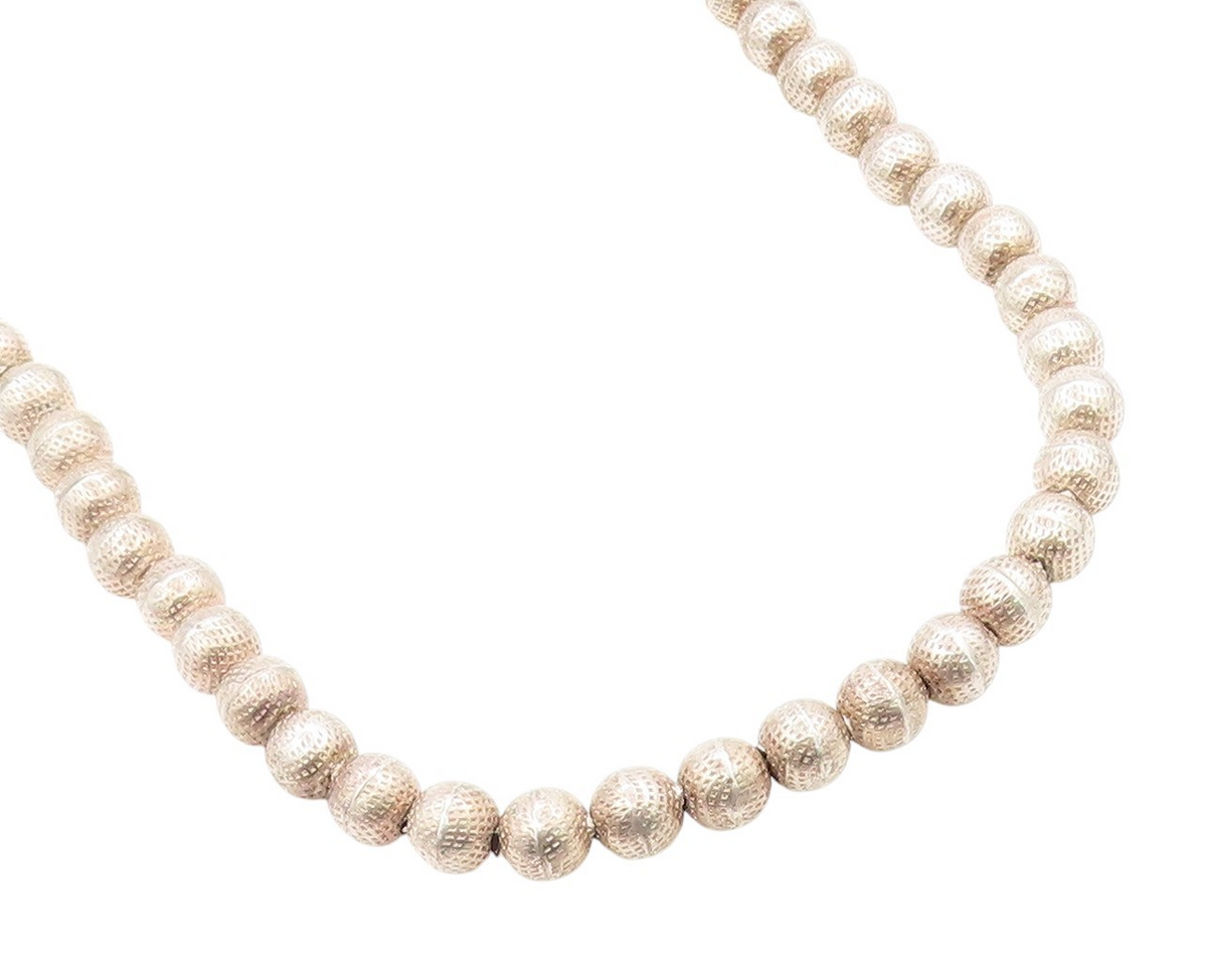 925 Sterling Silver Vintage Necklace Chunky Dotted Spherical Bead Chain  NE4679