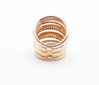 925 Sterling Silver  Cubic Zirconia Rose Gold Plated Band Ring Sz 7.5  RG4540