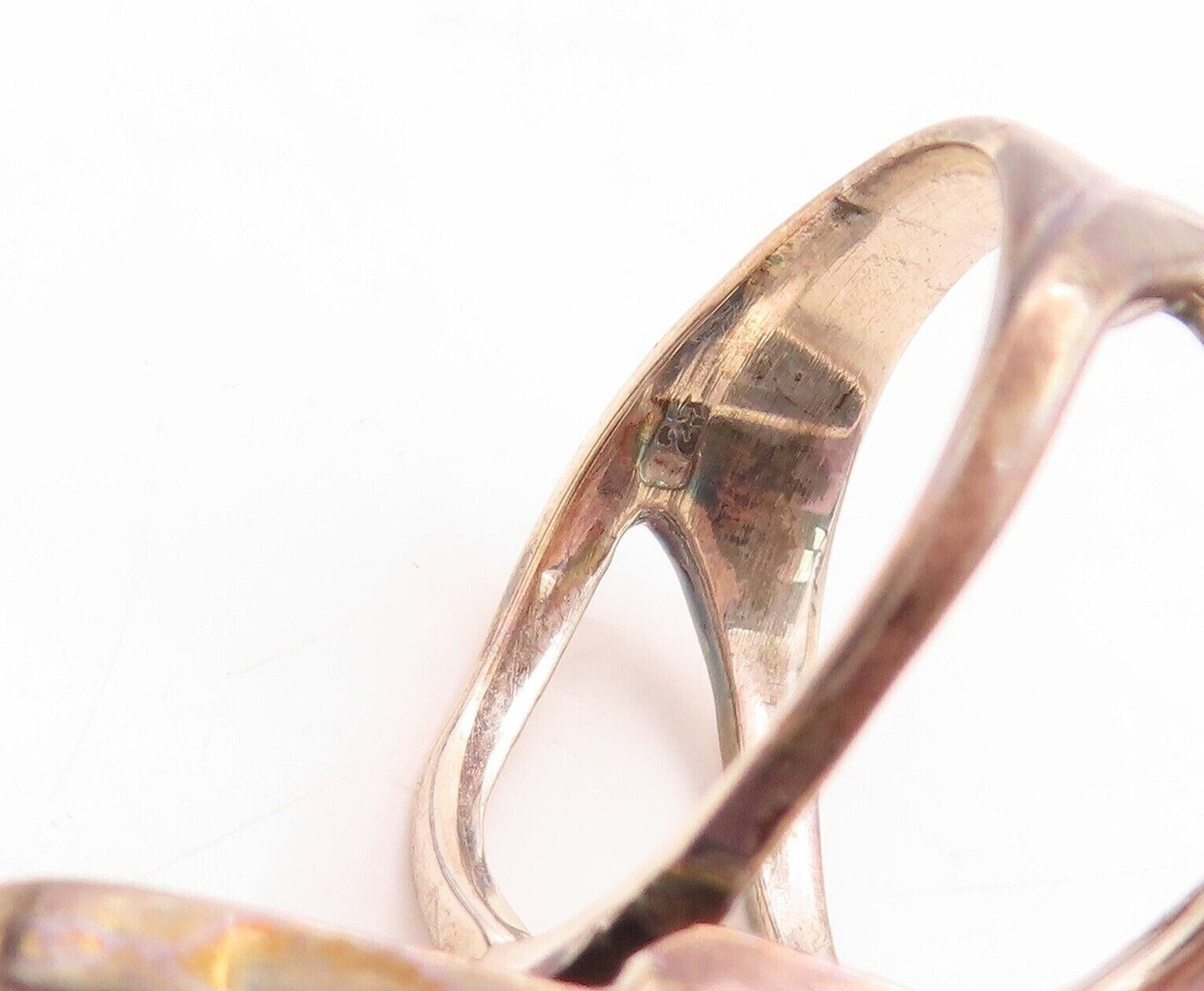 925 Sterling Silver Vintage Ring Large Oval Cut Onyx Split Band  Sz 8  RG30125