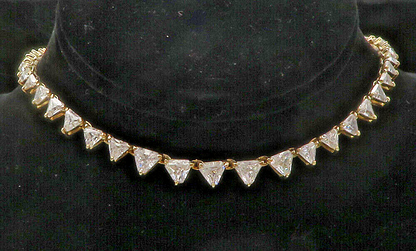 925 Sterling Silver  Cubic Zirconia Shiny Gold Plated Chain Necklace  NE2105