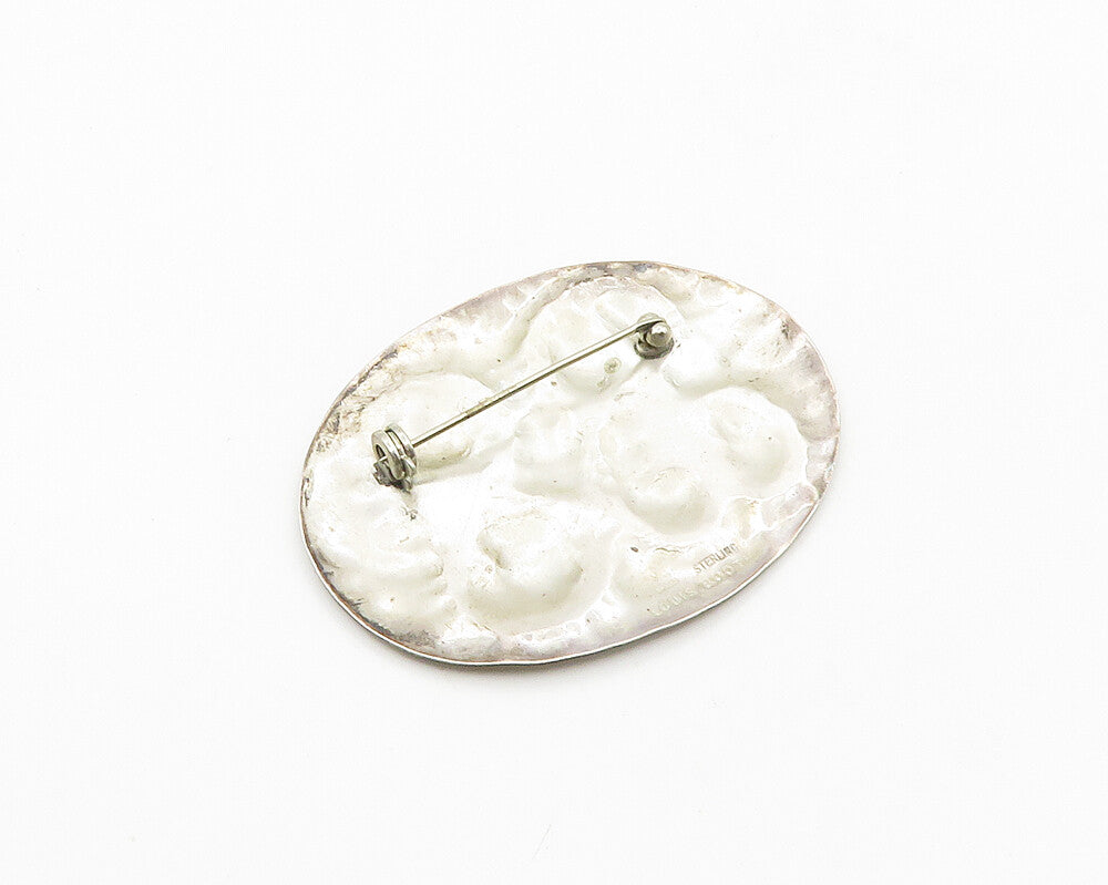 LOUIS BOOTH 925 Sterling Silver  Vintage 2 Tone Hammered  Brooch Pin  BP7358