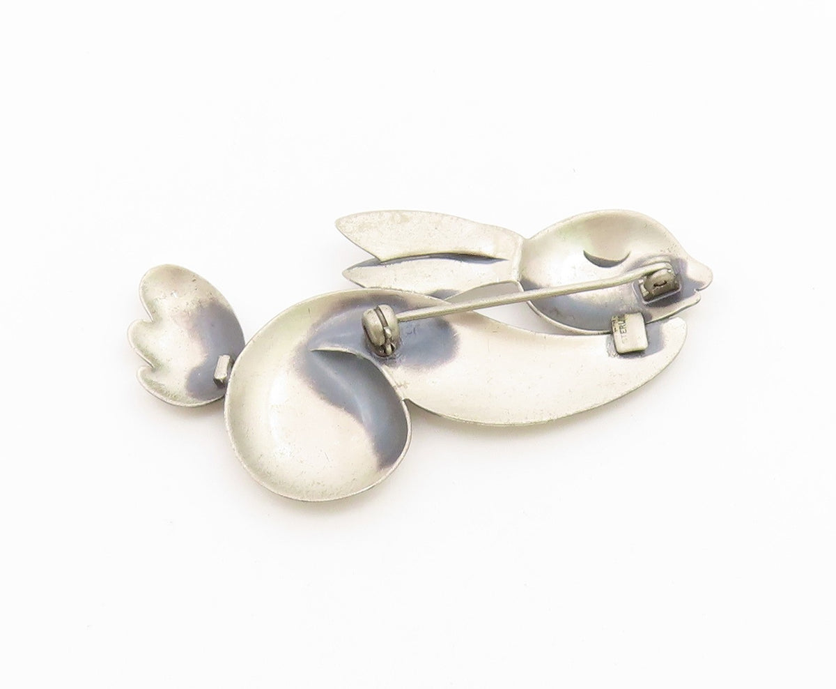 925 Sterling Silver Vintage Brooch Pin Modernist Abstract Rabbit Figure  BP12663