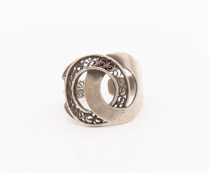 925 Sterling Silver Vintage Ring EUROPE Antique Design Cutout  SZ 9  RG32056