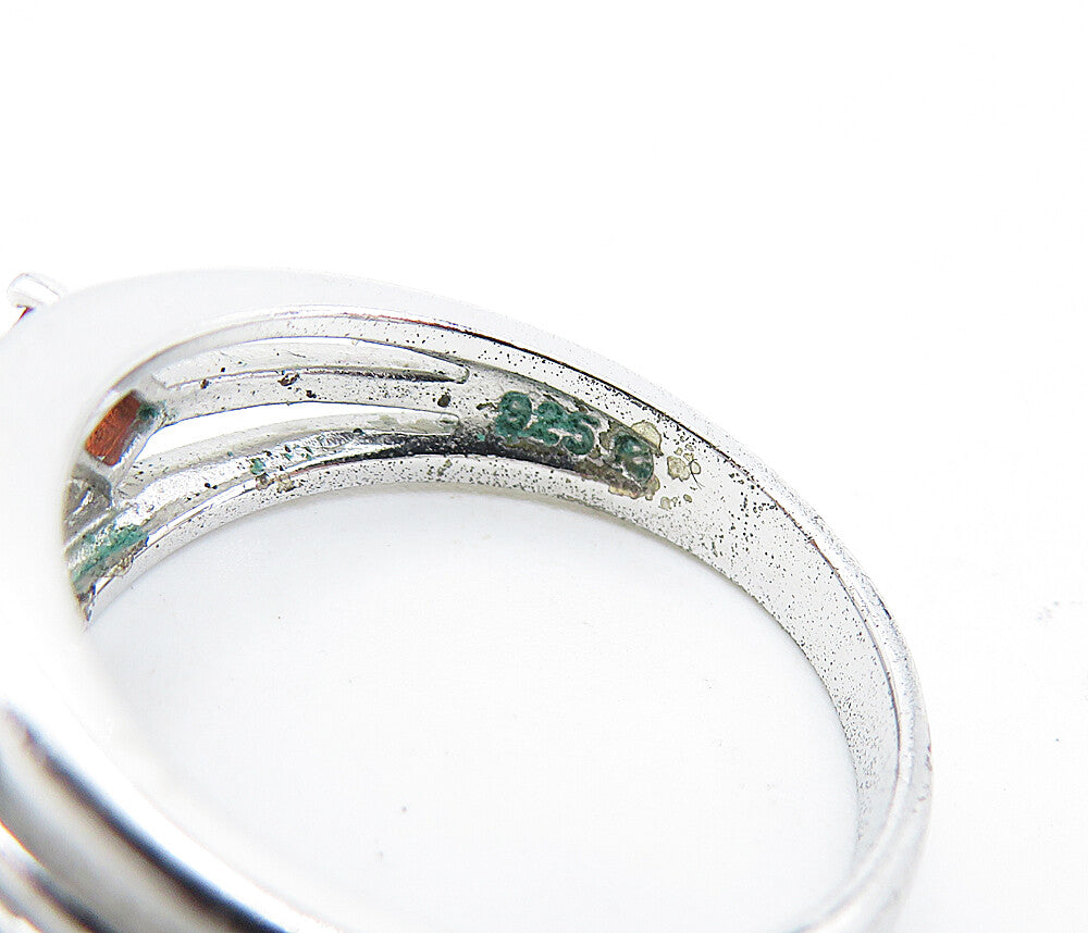 ROSS SIMON 925 Silver  Red Topaz 3 Stone Shiny Split Band Ring Sz 7  RG6999