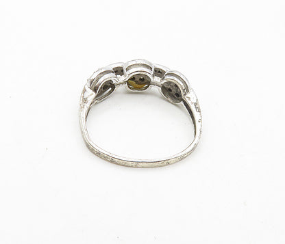 925 Sterling Silver  Vintage Shiny Genuine Diamonds Band Ring Sz 7.5  RG8840