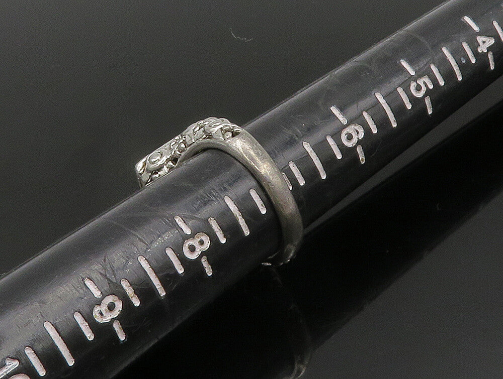 925 Silver  Vintage Green Cubic Zirconia Beaded Square Ring Sz 7  RG24386