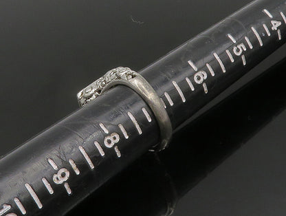 925 Silver  Vintage Green Cubic Zirconia Beaded Square Ring Sz 7  RG24386