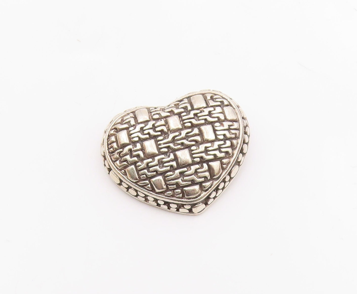 925 Sterling Silver  Vintage Square Cobbled Detail Love Heart Pendant  PT21223