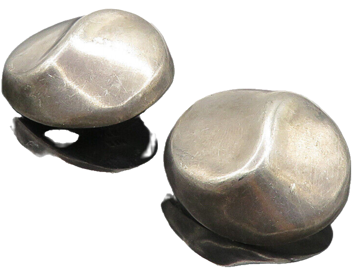MEXICO 925 Sterling Silver  Vintage Dark Tone Dome Non Pierce Earrings  EG4852