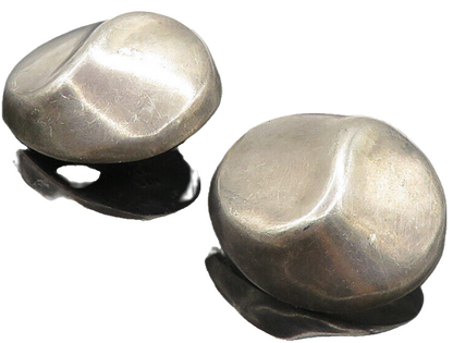 MEXICO 925 Sterling Silver  Vintage Dark Tone Dome Non Pierce Earrings  EG4852