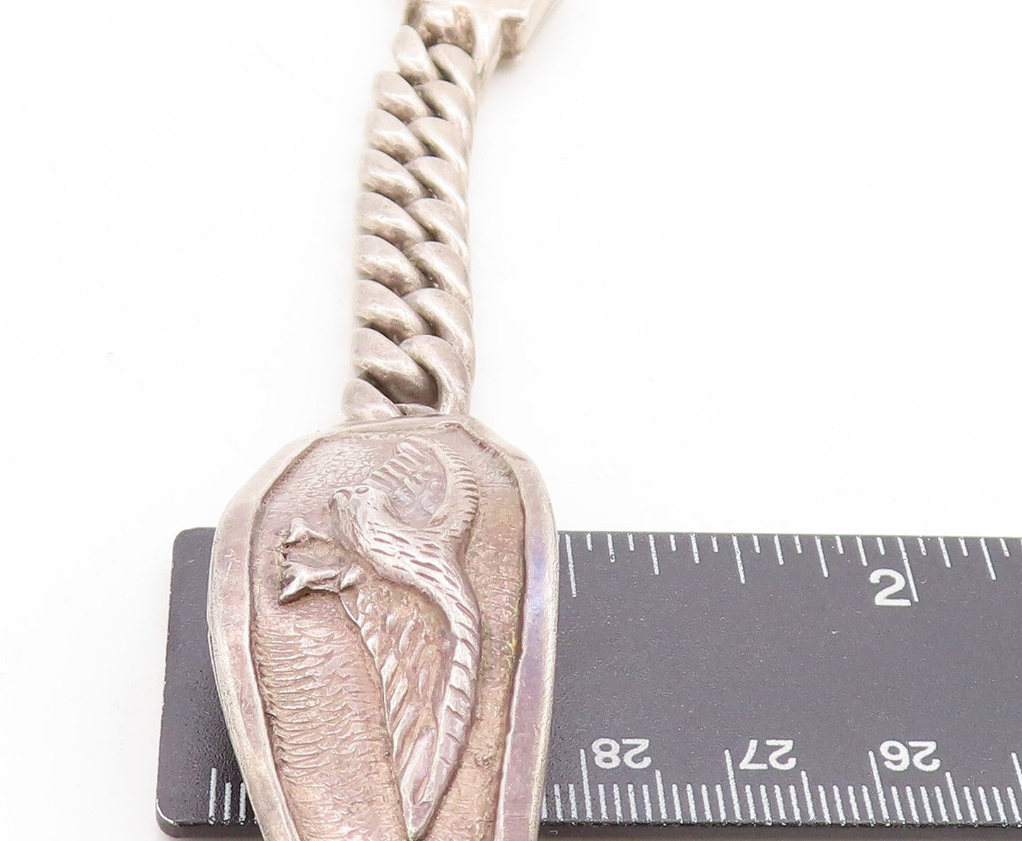 925 Sterling Silver Vintage Bracelet MEXICO Curb Linked Flying Bird  BT10957