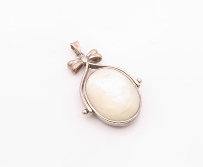925 Silver  Vintage Double Side Mother Of Pearl & Black Onyx Pendant  PT21814