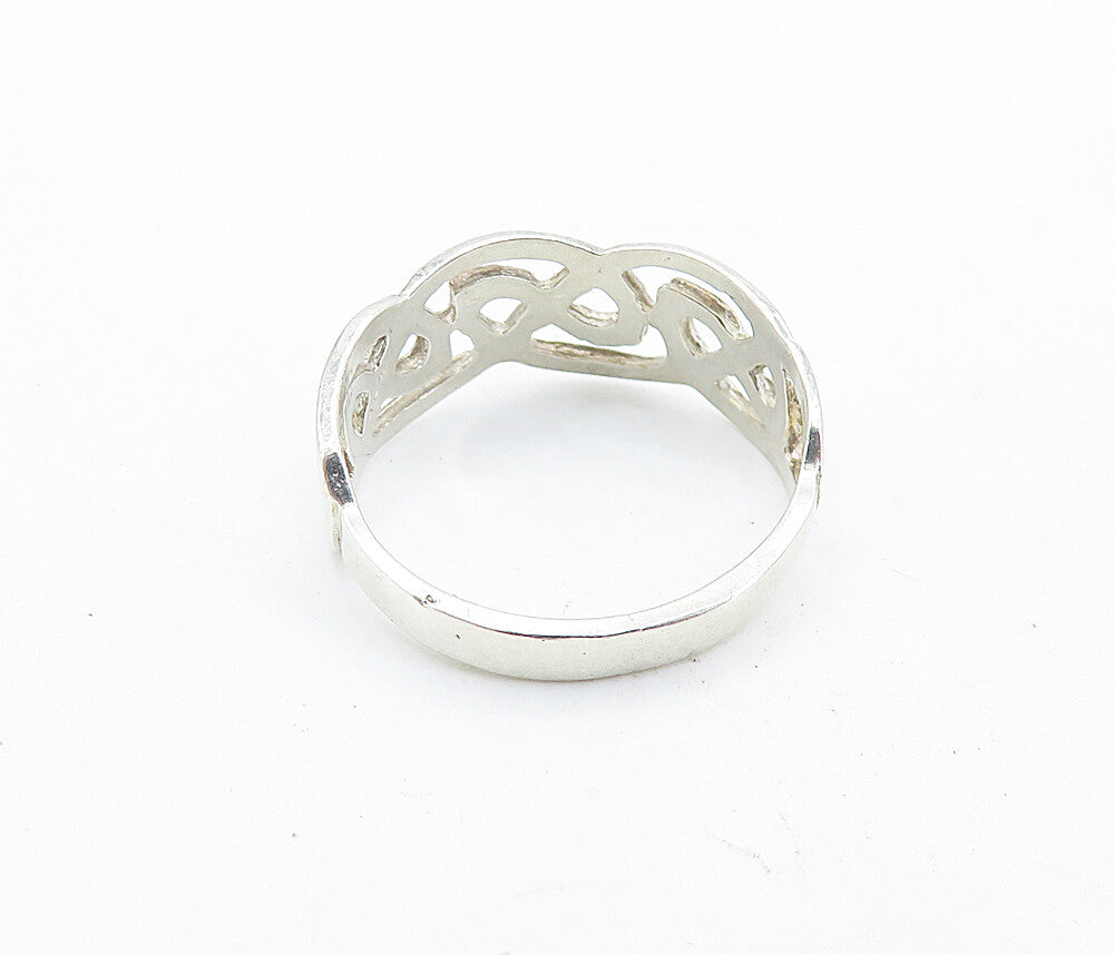925 Sterling Silver  Vintage Shiny Pretzel Knot Pattern Band Ring Sz 8  RG6877
