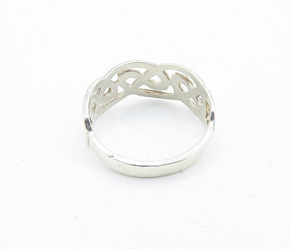 925 Sterling Silver  Vintage Shiny Pretzel Knot Pattern Band Ring Sz 8  RG6877