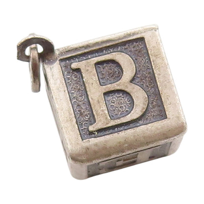 925 Sterling Silver Vintage Pendant BEAU Alphabet Letters Block Charm  PT25000