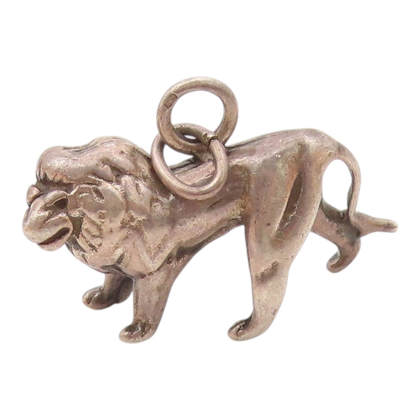 925 Sterling Silver  Vintage Sculptural Standing Lion Pendant  PT21371