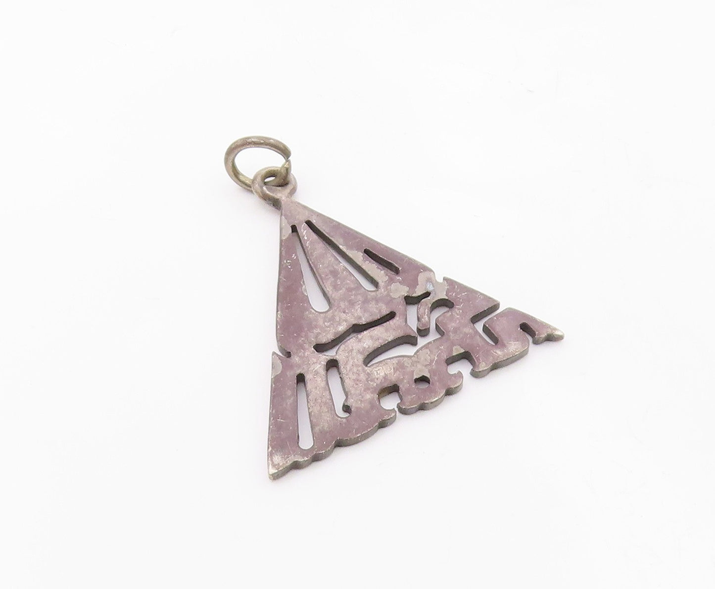 MIDDLE EAST 925 Silver  Vintage Egyptian Pyramid Cutout Pendant  PT19563