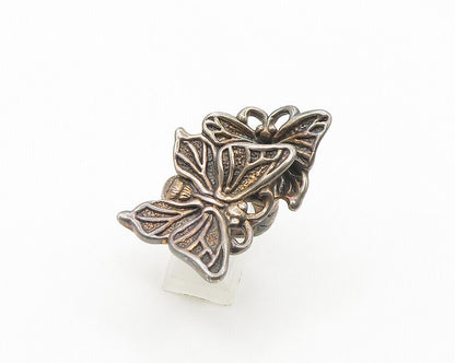 925 Sterling Silver  Vintage Dark Tone Butterflies Band Ring Sz 7  RG18091