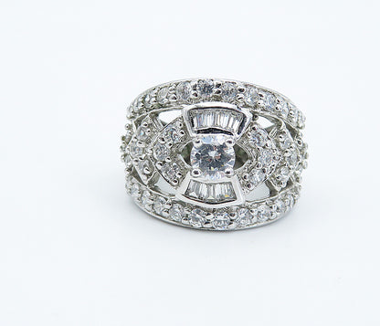 ROSS SIMON 925 Silver  Vintage Sparkling Cubic Zirconia Band Ring Sz 5  RG8572