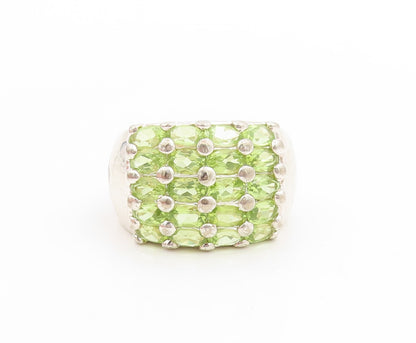 925 Sterling Silver Vintage Ring Oval Cut Peridot Cluster Dome  Sz 11  RG34747
