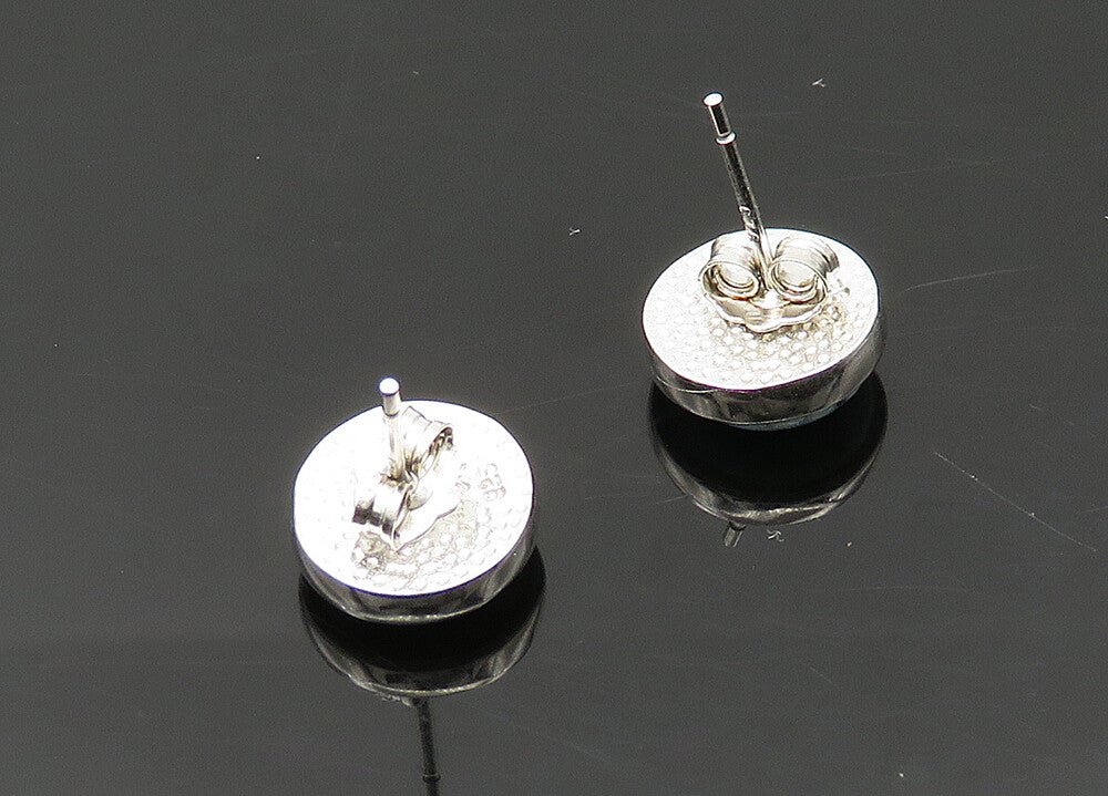 925 Sterling Silver  Vintage Cabochon Cut Larimar Round Stud Earrings  EG10140