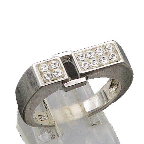 925 Sterling Silver  Vintage Rhinestones Square Band Ring Sz 7.5  RG23623