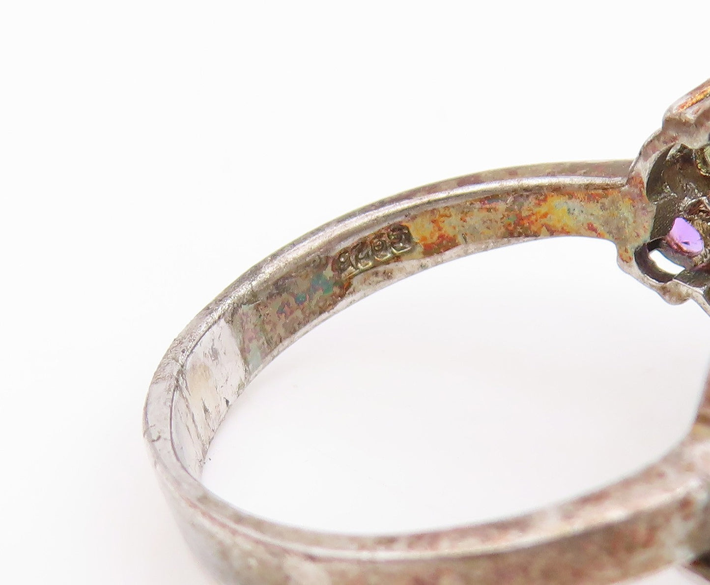 925 Sterling Silver Vintage Ring Multi Gemstone Cluster Band  Sz 8.5  RG34635