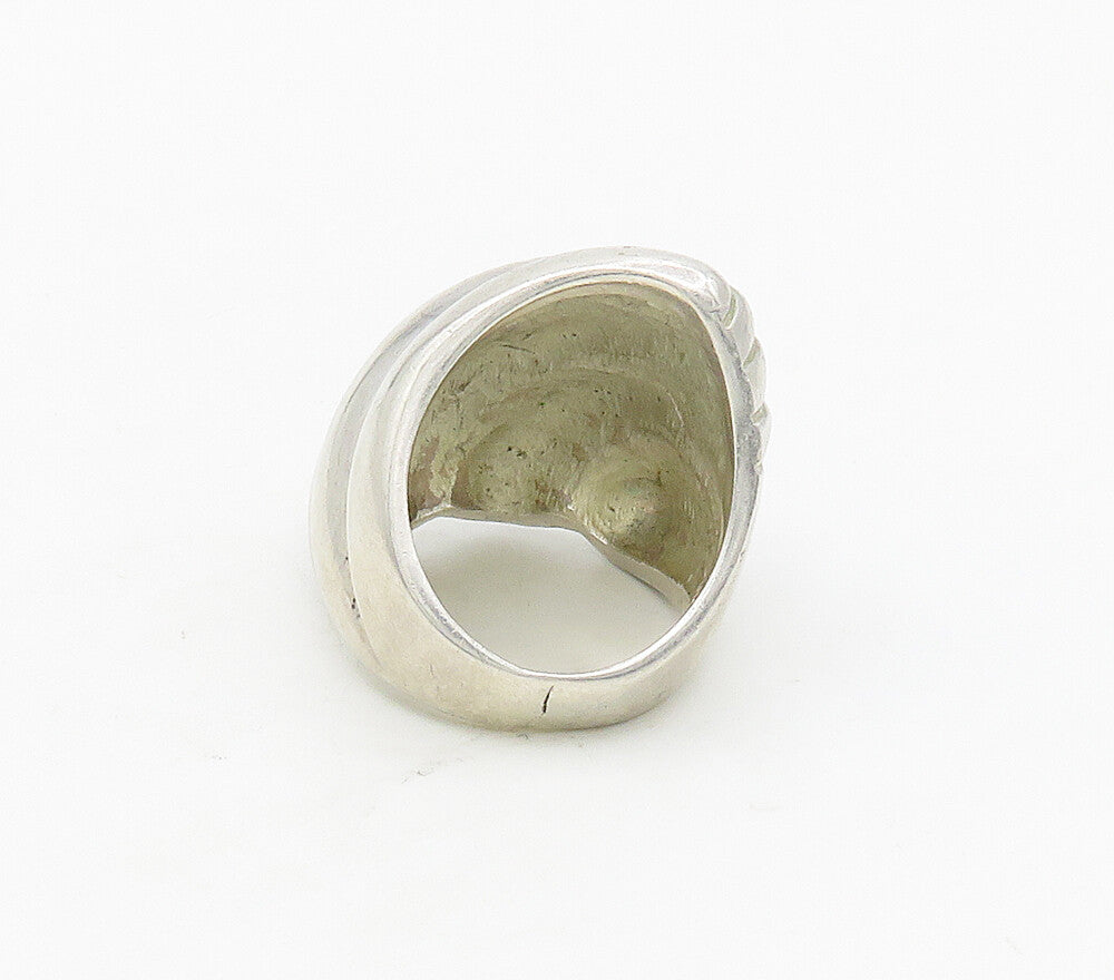 MEXICO 925 Sterling Silver  Vintage Shiny Fluted Statement Ring Sz 7  RG16998