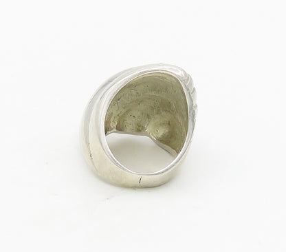 MEXICO 925 Sterling Silver  Vintage Shiny Fluted Statement Ring Sz 7  RG16998