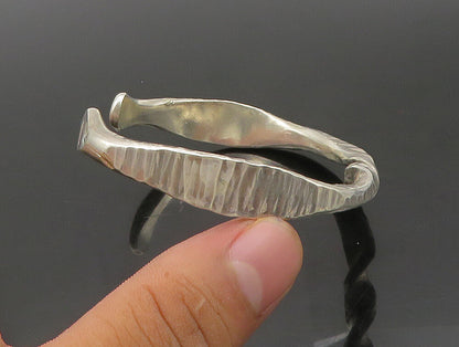 LINDA ALLARD 925 Silver  Vintage Shiny Textured Twist Cuff Bracelet  BT9315