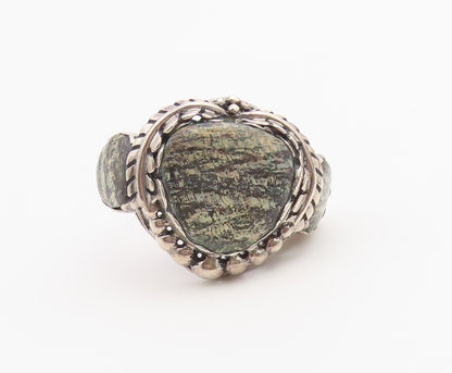 925 Sterling Silver Vintage Ring Green Jasper Botanical Ivy Vine  Sz 12  RG36740