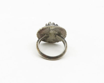 NAVAJO 925 Silver  Vintage Dark Tone Serrated Edge Band Ring Sz 5.5  RG17696
