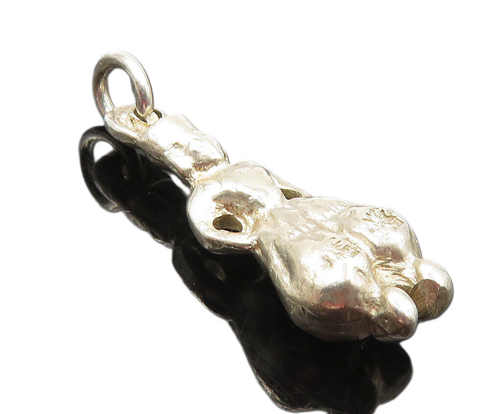 925 Sterling Silver  Vintage Petite Shiny Hollow Figure Drop Pendant  PT6857