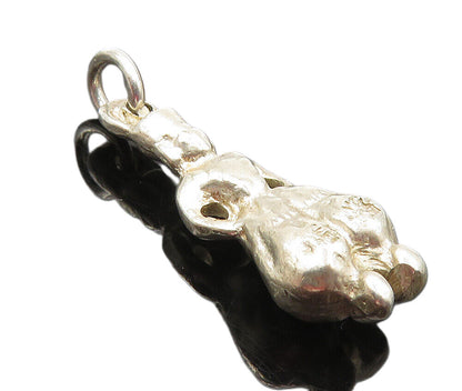 925 Sterling Silver  Vintage Petite Shiny Hollow Figure Drop Pendant  PT6857