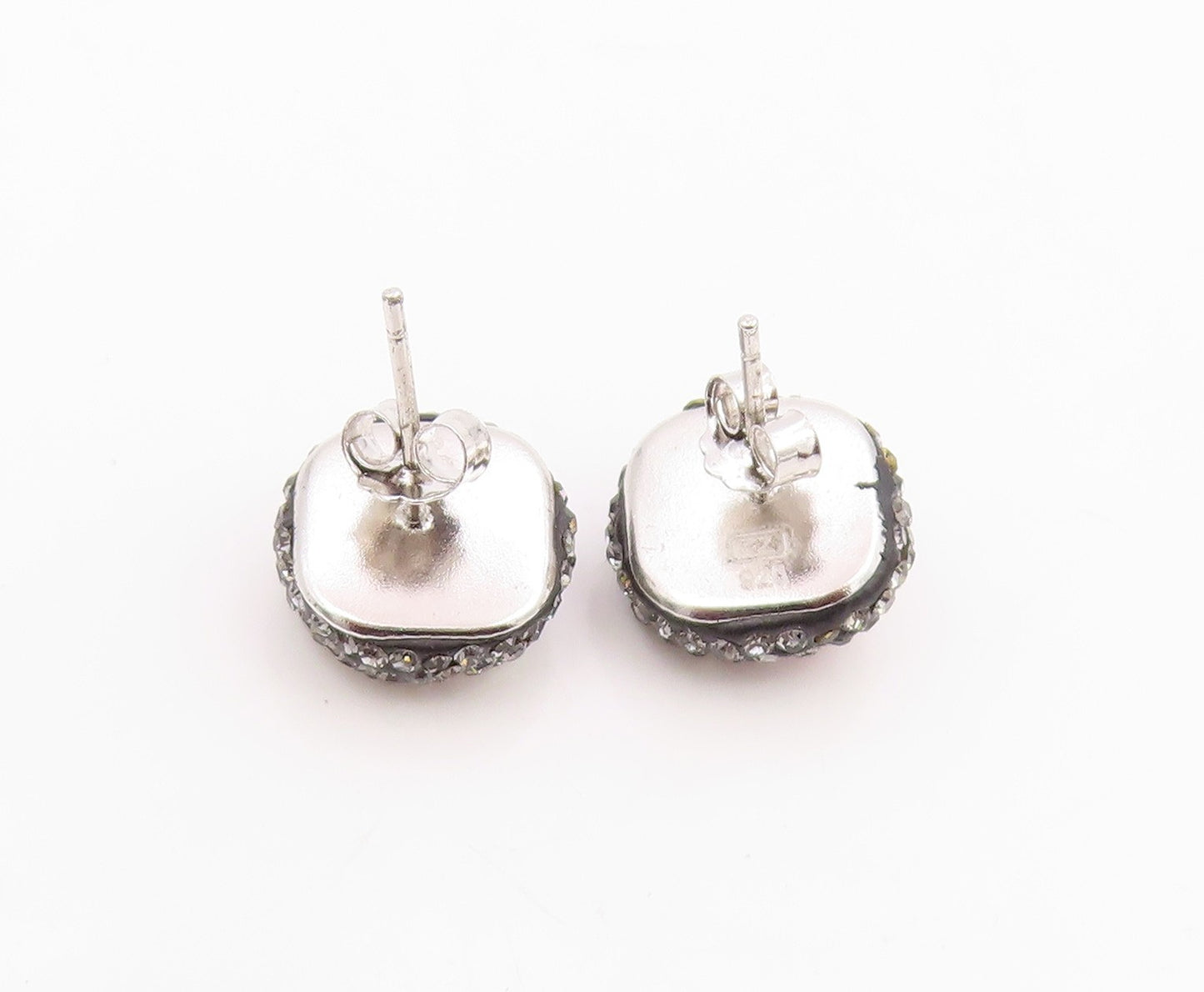 925 Sterling Silver Vintage Earrings Elegant Round Ruby & Halo CZ Stud  EG14275