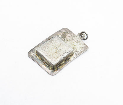 925 Sterling Silver  Vintage Dark Tone Boy Girl Picture Frame Pendant  PT3482