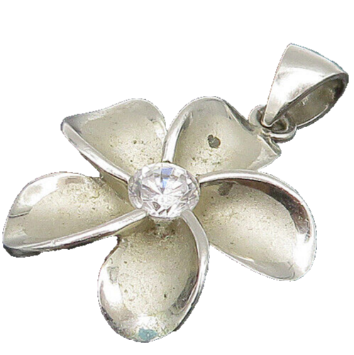 925 Sterling Silver  Vintage Cubic Zirconia Flower Motif Pendant  PT19316