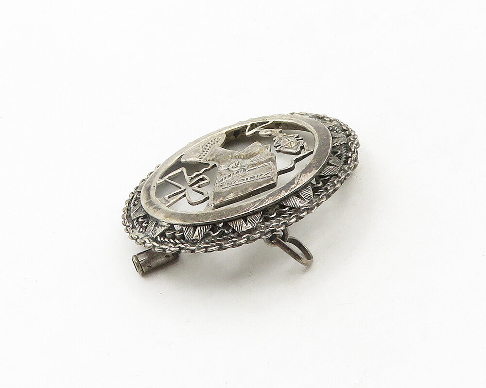 MIDDLE EAST 925 Silver  Vintage Egyptian Queen Nefertiti Brooch Pin  BP7564