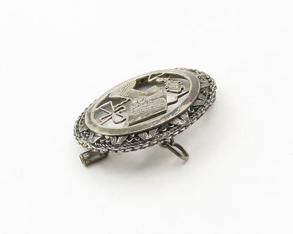 MIDDLE EAST 925 Silver  Vintage Egyptian Queen Nefertiti Brooch Pin  BP7564