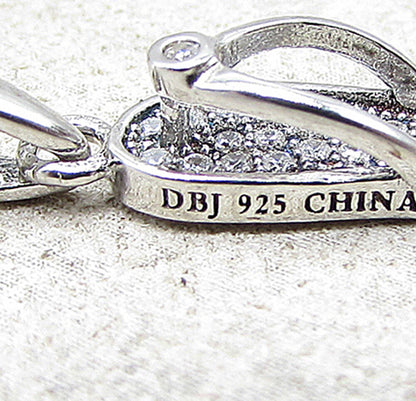 925 Sterling Silver  White Cubic Zirconia Flip Flop Drop Pendant  PT1160
