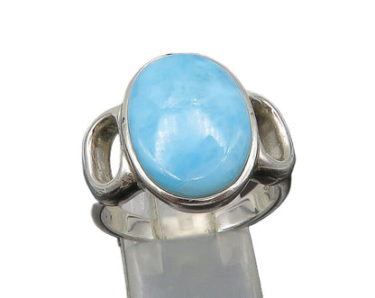 925 Sterling Silver  Vintage Larimar Shiny Cocktail Ring Sz 10  RG22138